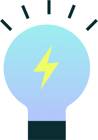 Lâmpada azul com um raio amarelo